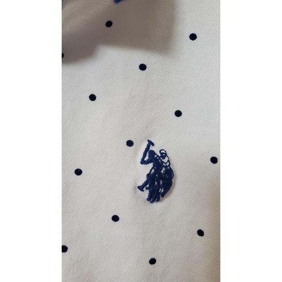 Woman's US Polo ASSN Polo  SIZE: Small S‎ White Blue Polka dots - Picture 3 of 4